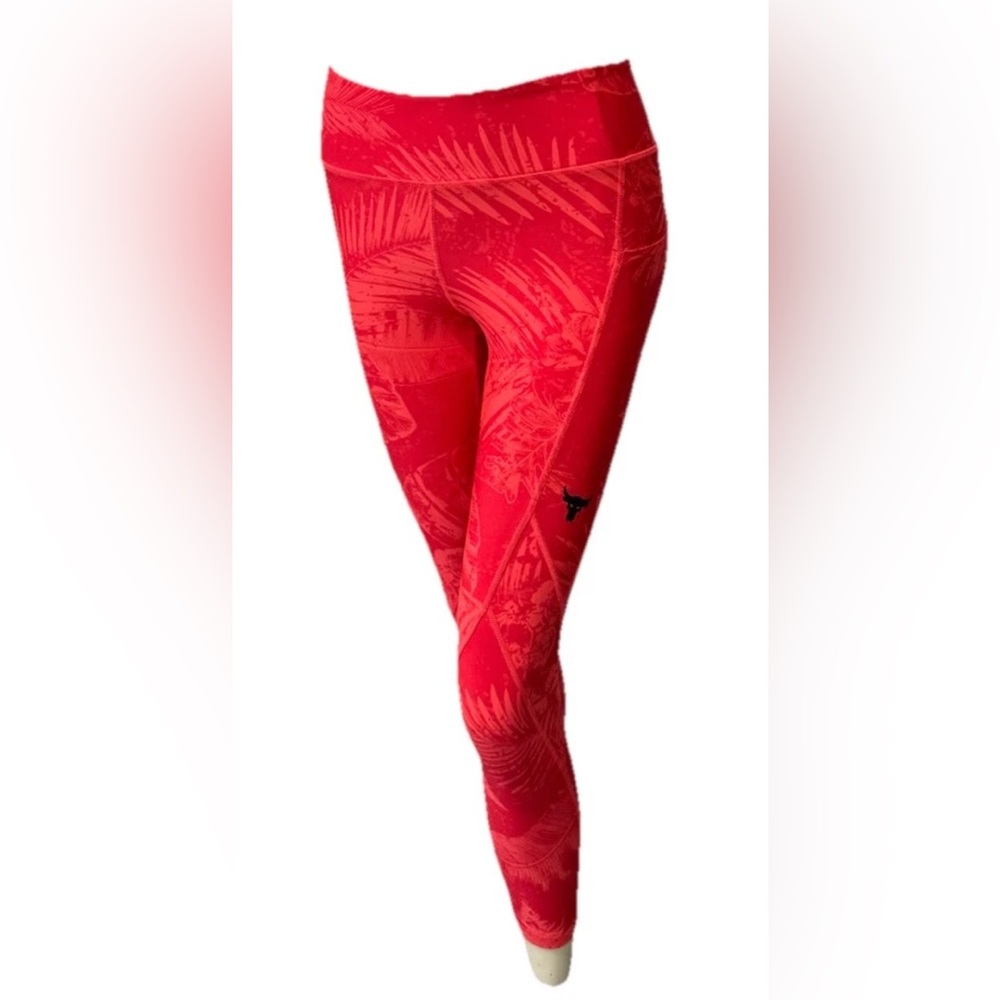 Under Armour Project Rock HeatGear Compression Leggings Red Tropical XS Women’s